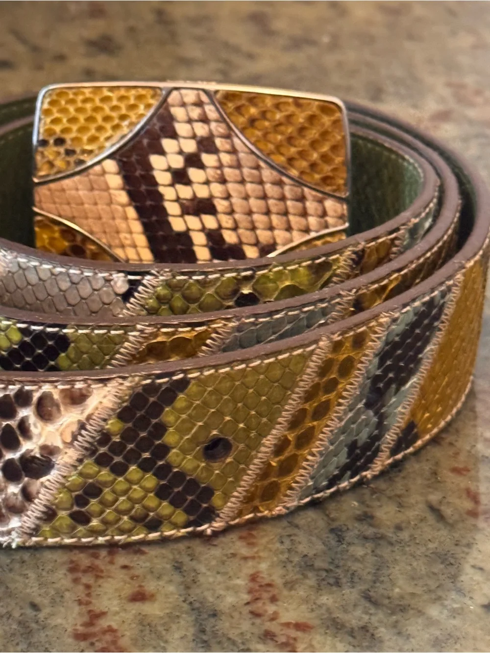 Prada Python Snakeskin Belt Vintage Multi-colored 100% Authentic Rare Piece